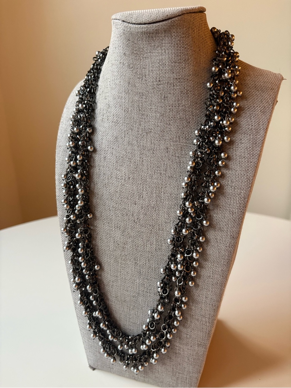 Dom by Dominique Cohen Gunmetal Silver Bead Necklace Women's Jewelry Goth Glam